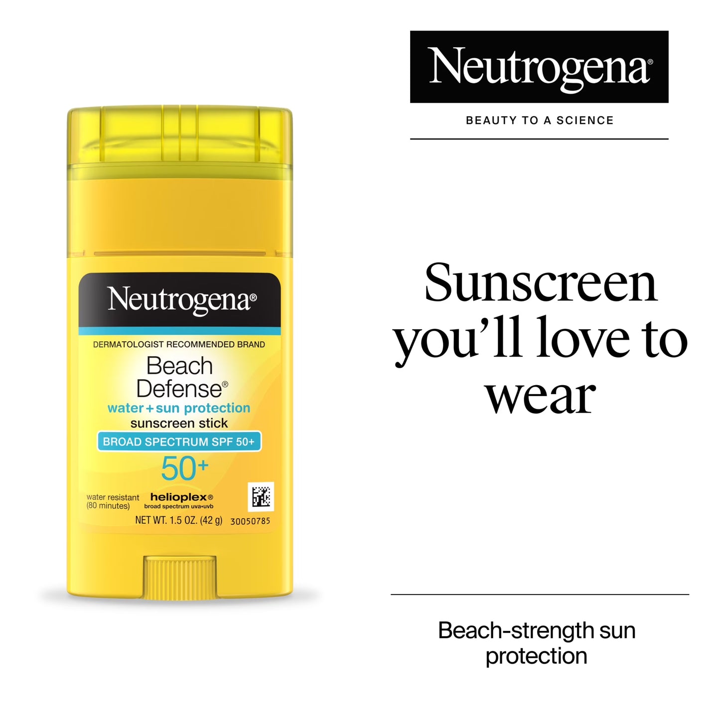 Beach Defense SPF 50+, Face Sunscreen Stick, Travel Size Sun Care, 1.5 Oz