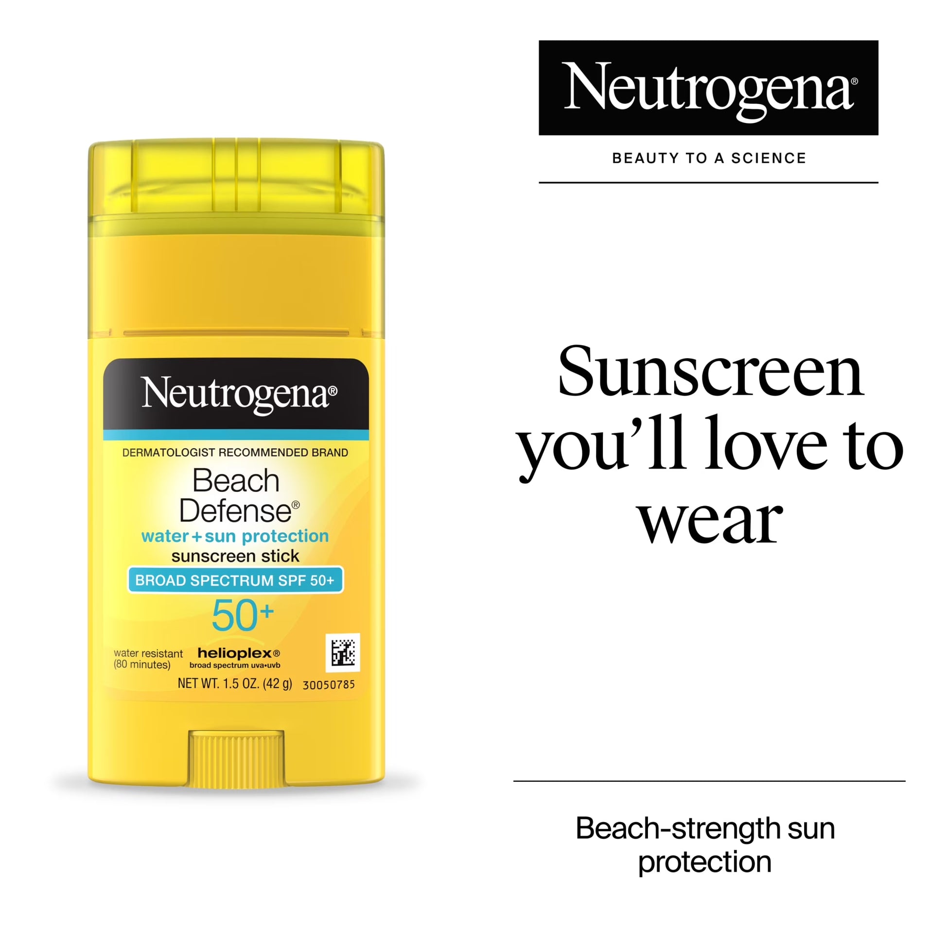 Beach Defense SPF 50+, Face Sunscreen Stick, Travel Size Sun Care, 1.5 Oz