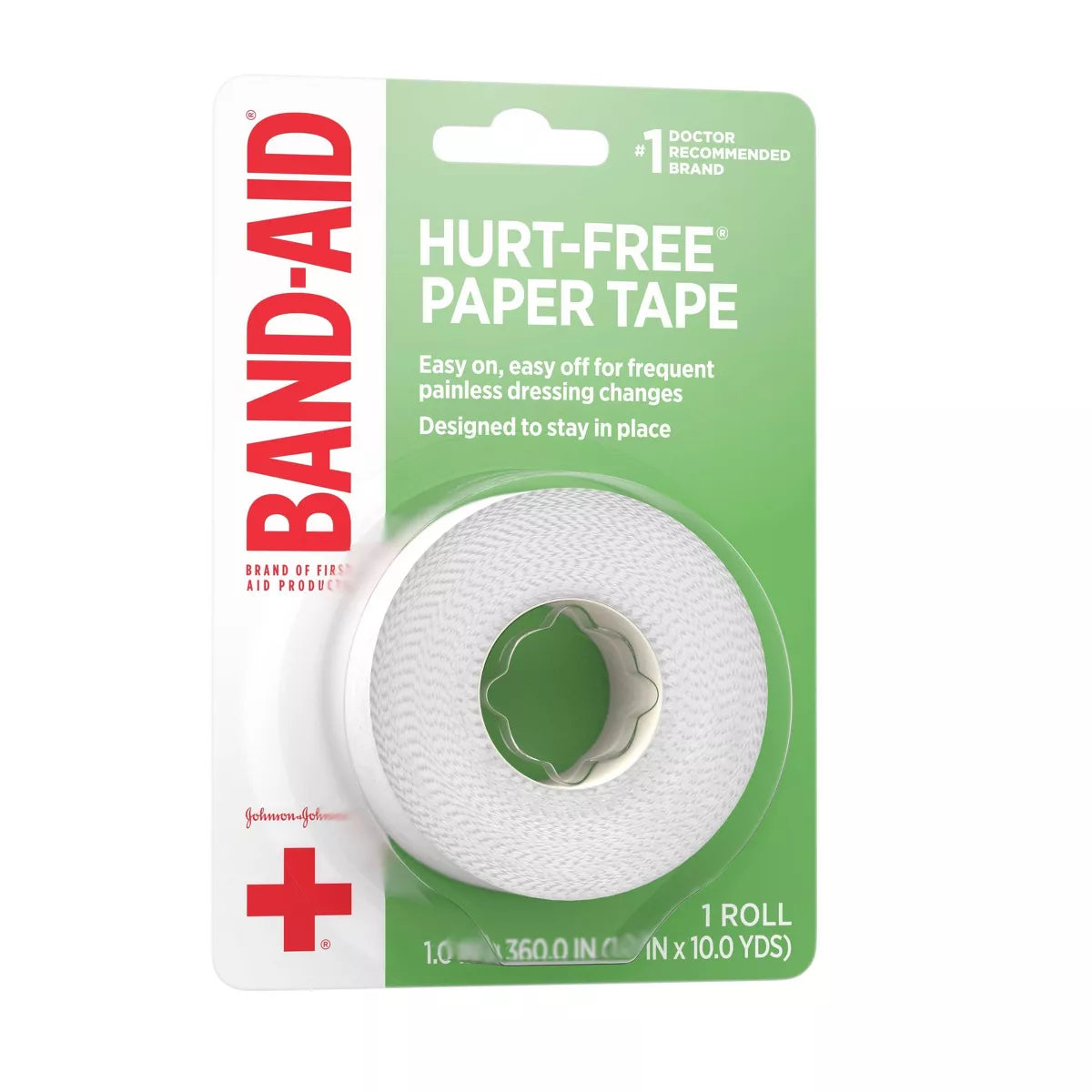Johnson & Johnson Band-Aid Brand First Aid Hurt-Free Medical Paper Tape - 1In X 10 Yd