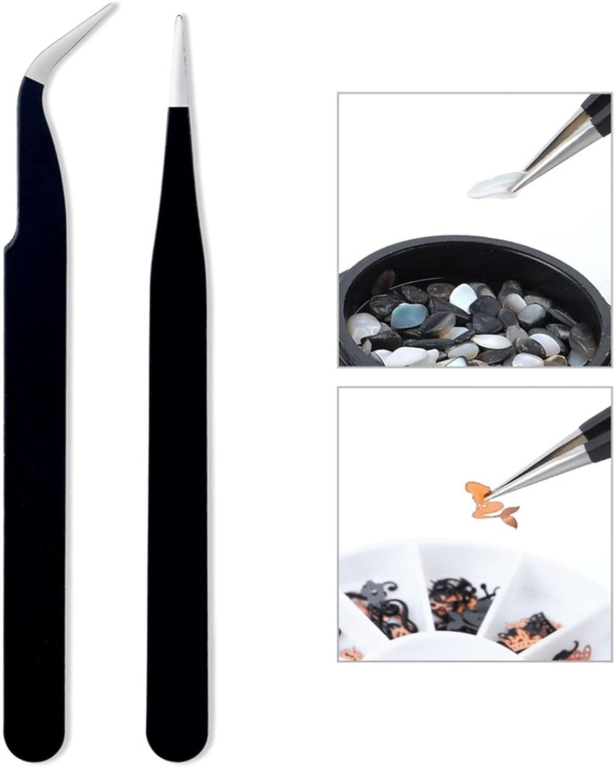 Tweezers 1Pc Lash Tweezers Set False Eyelash Extension Clip Pliers Eyebrow Tweezers for Hair Nail Art Soldering Lash Tongs Makeup Tools (Color : Black01) Tweezers (Color : Black01)