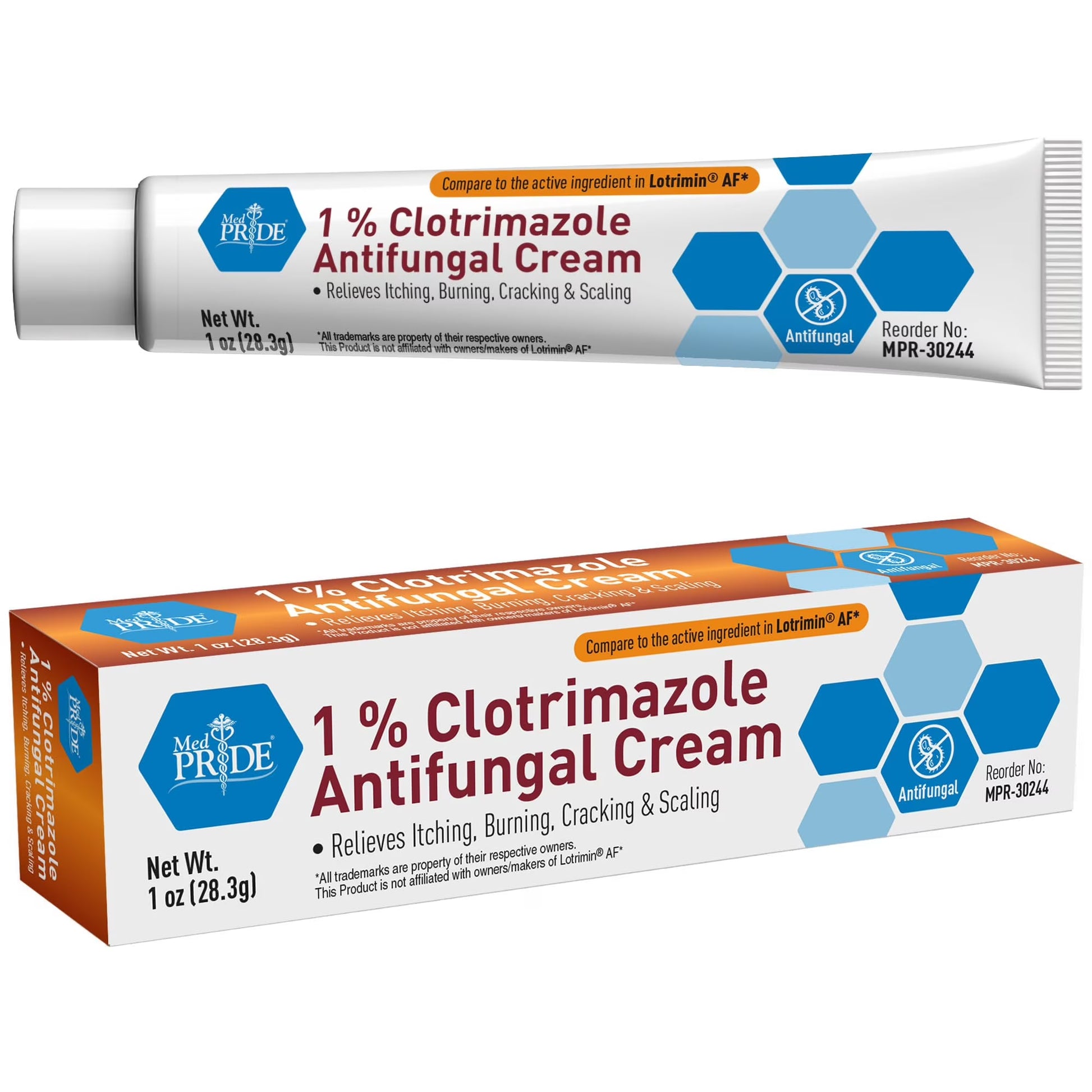 (2 Pack) MED PRIDE Antifungal Cream 1% Clotrimazole – Antifungal Ointment for Jock Itch, Athlete’S Foot & Ringworm, Foot Fungus Treatment Relieves Itching 1Oz