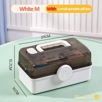 Large Capacity Pill Organizer for Home Medicine Storage 3 Layer Classification Family Emergency Pharmacy Storage Container Box