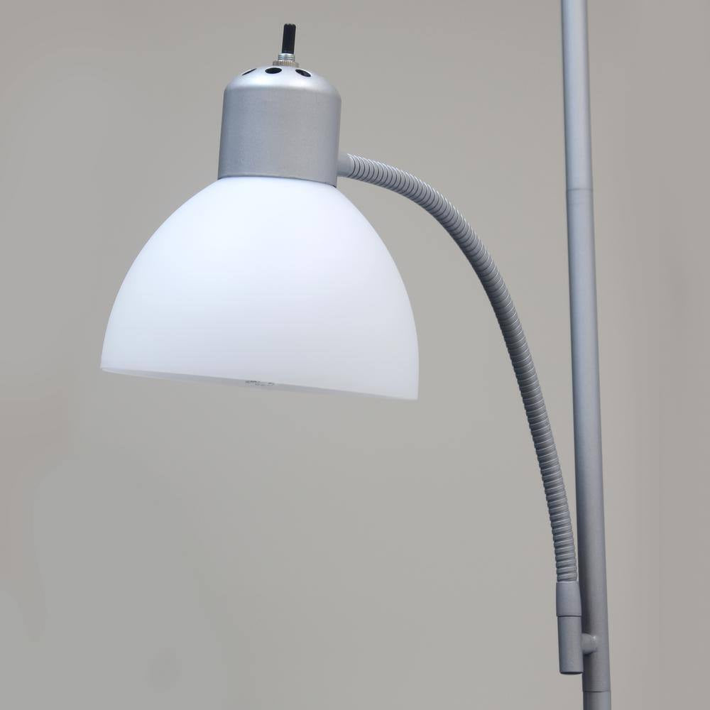 71.5-Inch Silver Floor Lamp with Integrated Reading Light