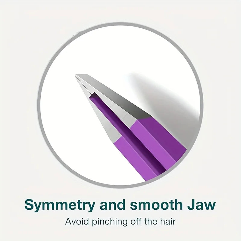 Stainless Steel Eyebrow Tweezers Hollow Colored Tweezers Multi-Purpose Slanted Mouth Tweezers Beard Removal Eyebrow Clip