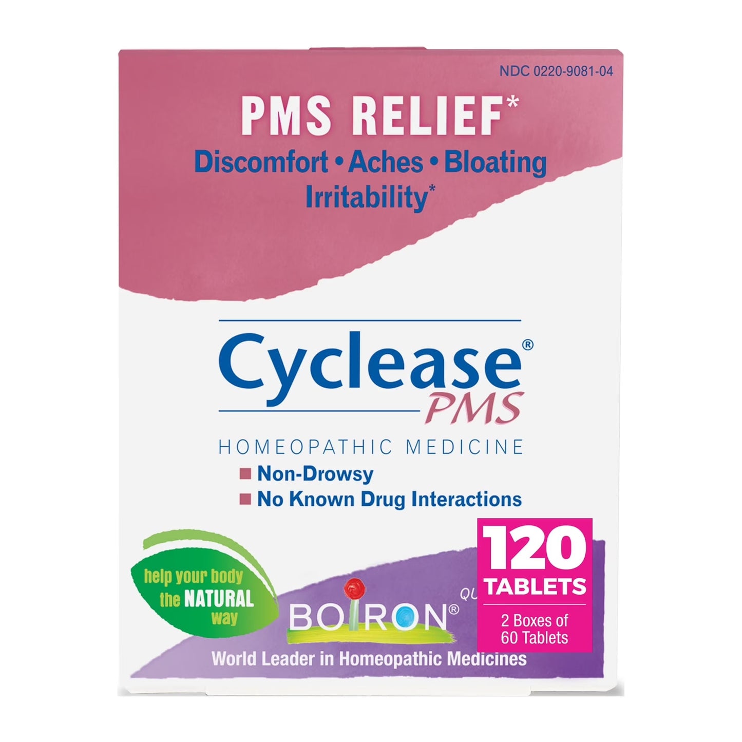 Cyclease PMS Tablets, Homeopathic Medicine for PMS Relief, Discomfort, Aches, Bloating, Irritability, 2 X 60 Tablets Twin Pack