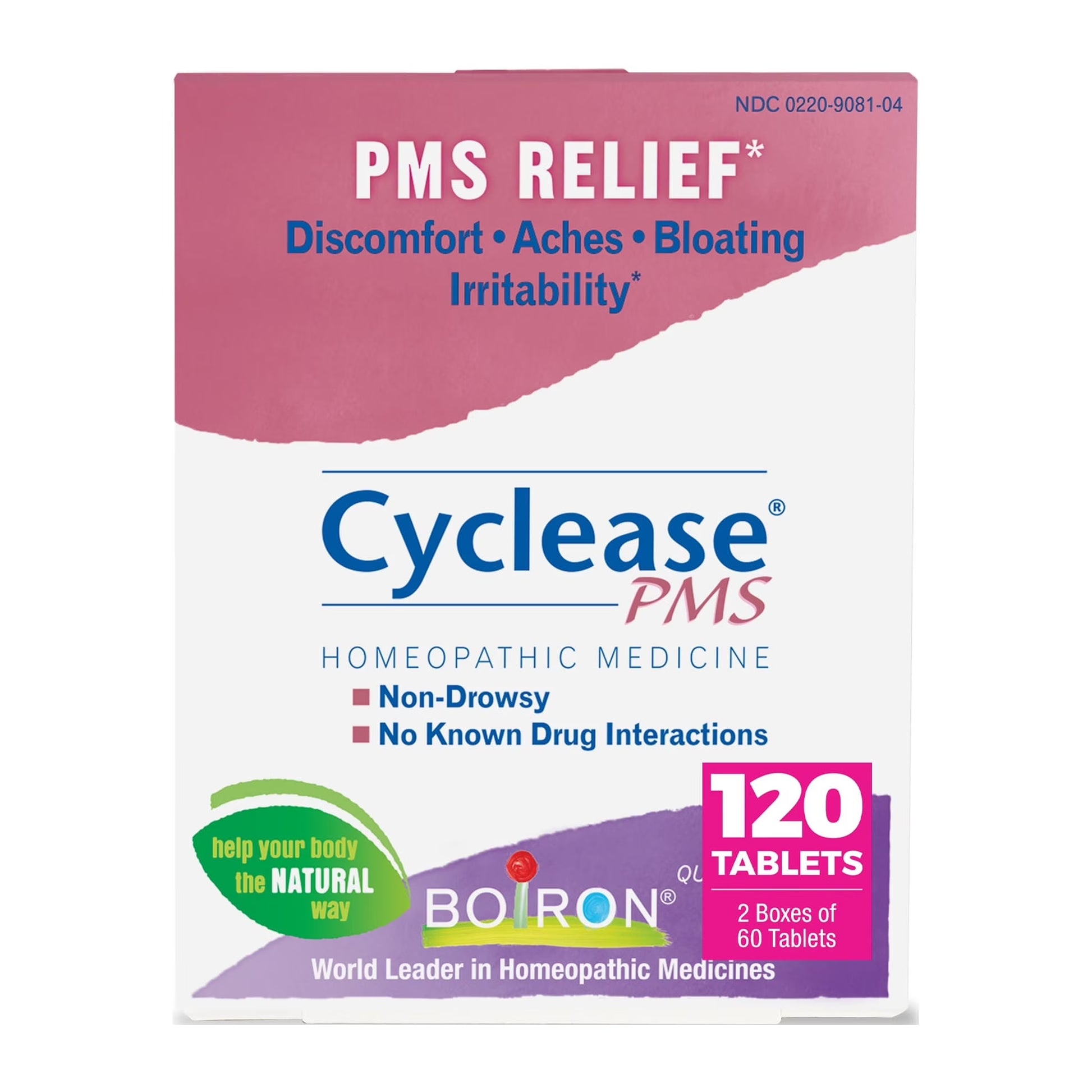 Cyclease PMS Tablets, Homeopathic Medicine for PMS Relief, Discomfort, Aches, Bloating, Irritability, 2 X 60 Tablets Twin Pack