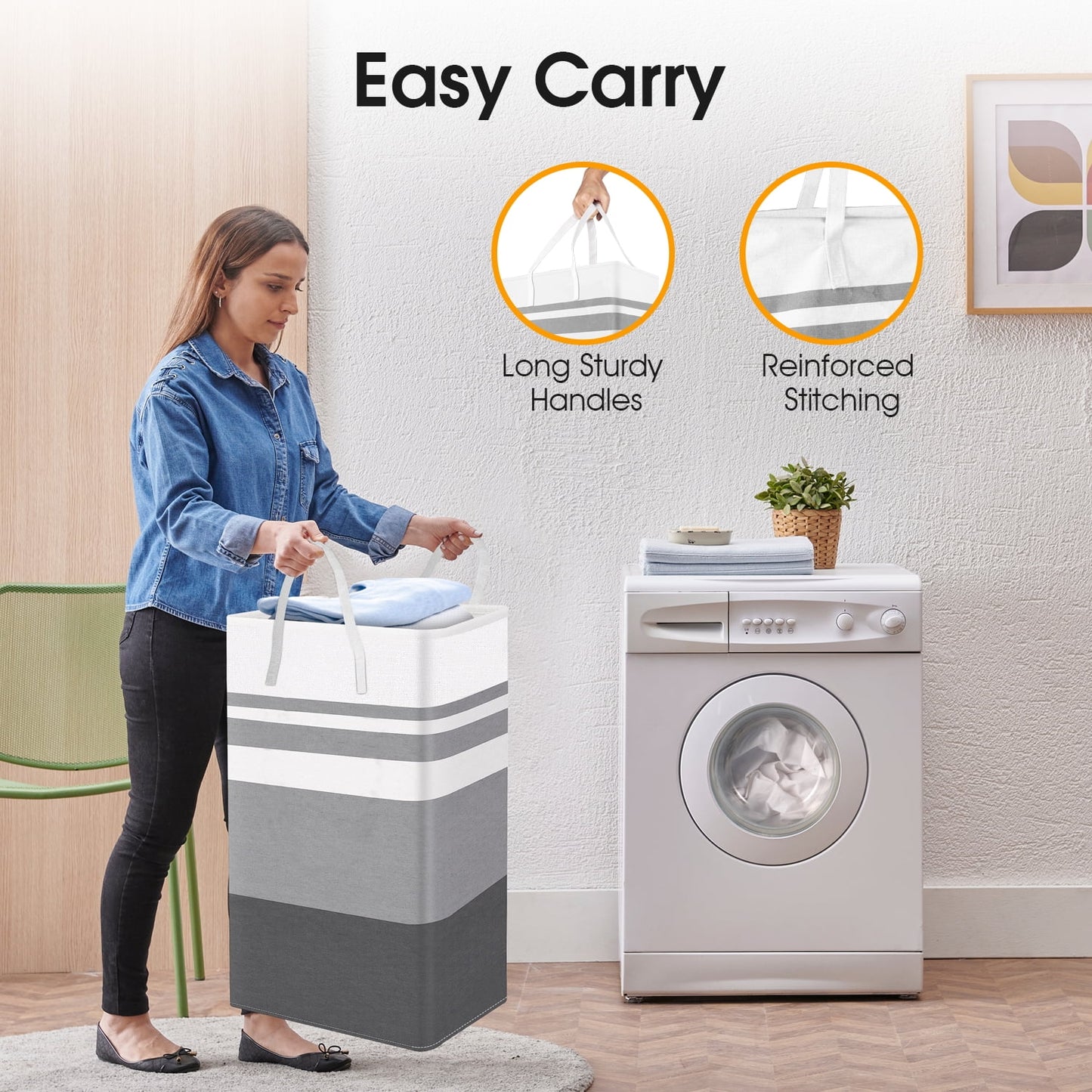 75L Large Freestanding Laundry Hamper - 2 Pack, Collapsible Waterproof Clothes Organizer with Handles for Convenient Storage