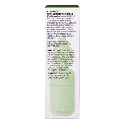 Blink Contact Eye Drops for Dry Lenses - 0.34 Fl Oz