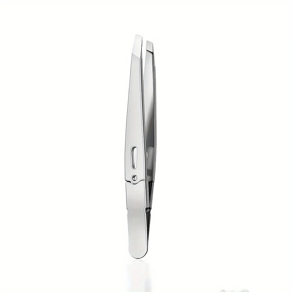 Stainless Steel Eyebrow Tweezers Hollow Colored Tweezers Multi-Purpose Slanted Mouth Tweezers Beard Removal Eyebrow Clip