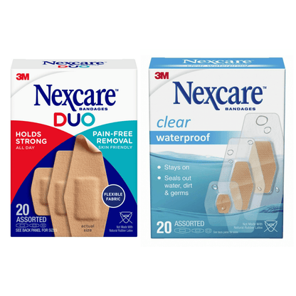 Duo Bandages and Waterproof Clear Banages, Assorted Sizes, 40 Count Total