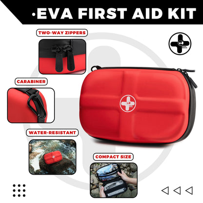 Waterproof Portable First Aid Kit - Emergency Medical Travel Care Kit for Home College Dorm Camping Hiking