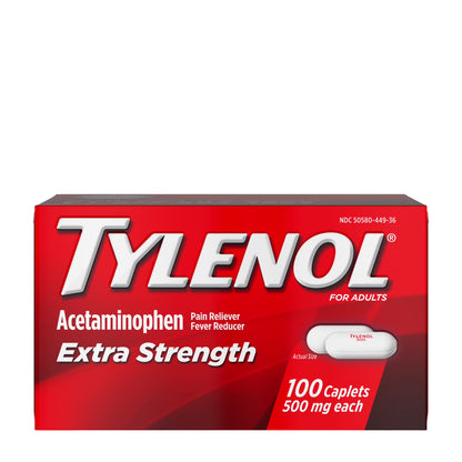 Extra Strength Caplets, Fast, Strong Pain Relief, Acetaminophen 500 Mg, 100 Count
