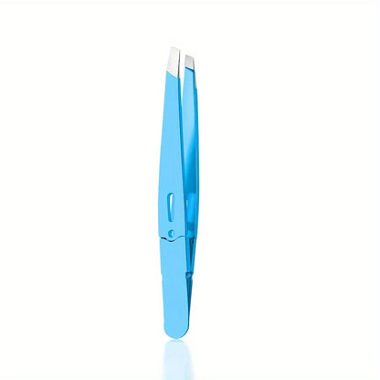 Stainless Steel Eyebrow Tweezers Hollow Colored Tweezers Multi-Purpose Slanted Mouth Tweezers Beard Removal Eyebrow Clip