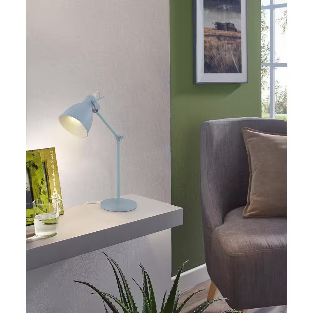 Priddy 6.125" W x 17" H One-Light Adjustable Desk Lamp in Pastel Light Blue