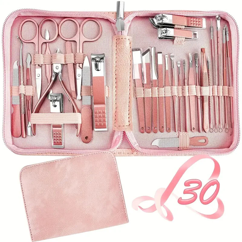 30-Piece Nail Clipper Set Multi-Functional Portable Nail Clippers with Special Ear Picks for Paronychia Complete Nail Care Tool