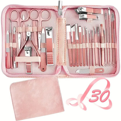 30-Piece Nail Clipper Set Multi-Functional Portable Nail Clippers with Special Ear Picks for Paronychia Complete Nail Care Tool