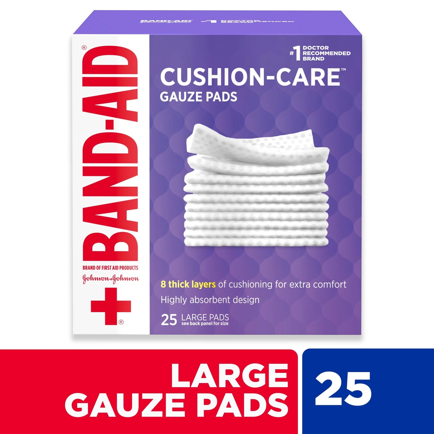 Brand Large Cushion Care Thick Gauze Pads, 4 in X 4 In, 25 Count
