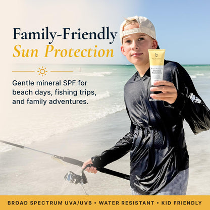 Mineral Sunscreen for Body SPF 50 – Reef Friendly Broad Spectrum Zinc Oxide, Made in USA with Organic & Natural Ingredients, Water Resistant 80 Min, Non Toxic Baby Sunblock for Kids, No White Cast