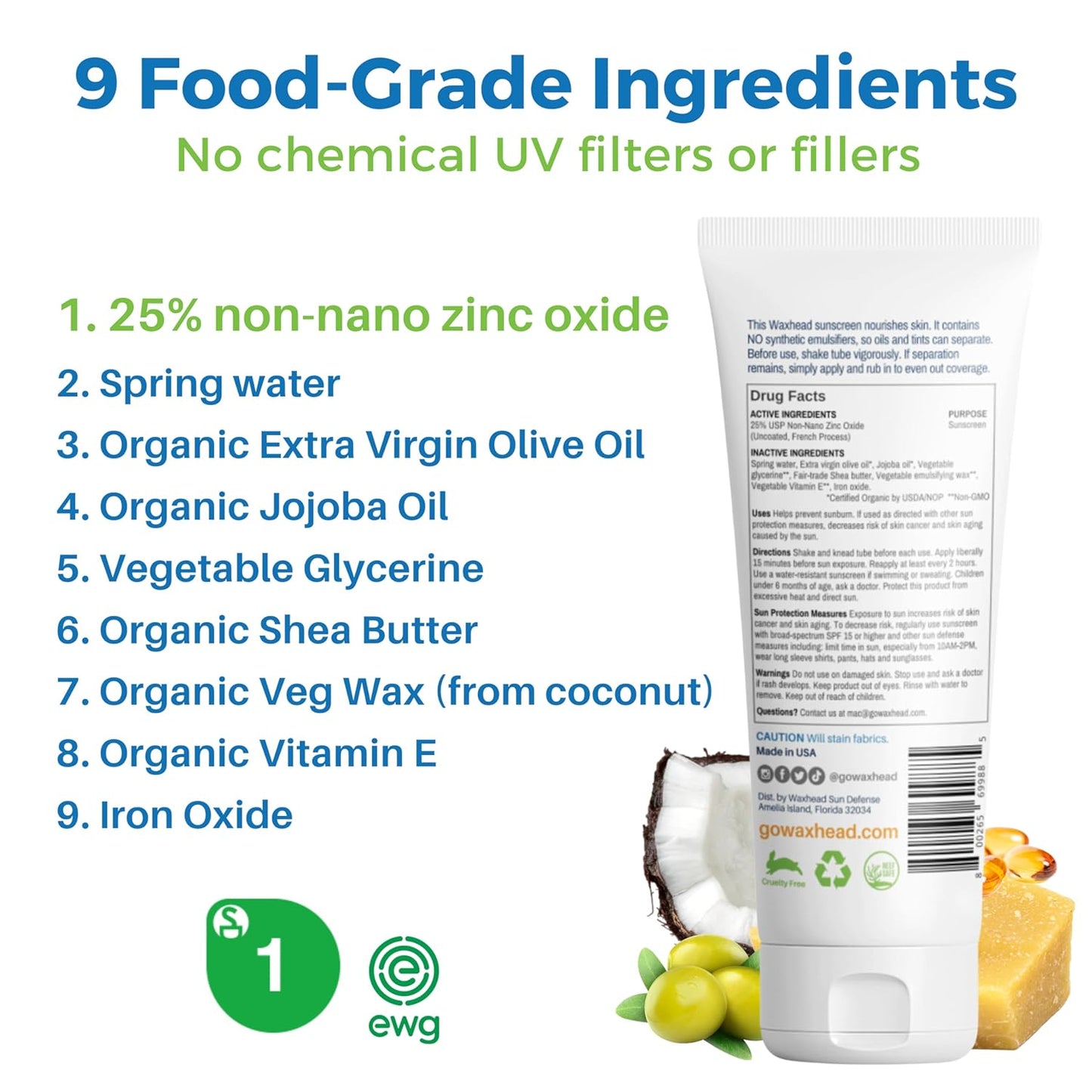 Waxhead Tinted Sunscreen for Face Sunscreen, Zinc Oxide Sunscreen, Sunblock, Zinc Sunscreen, Sun Block, Organic Sunscreen
