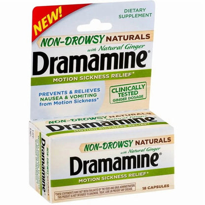 2 Pack  Non-Drowsy Naturals with Natural Ginger 18 Capsules Each