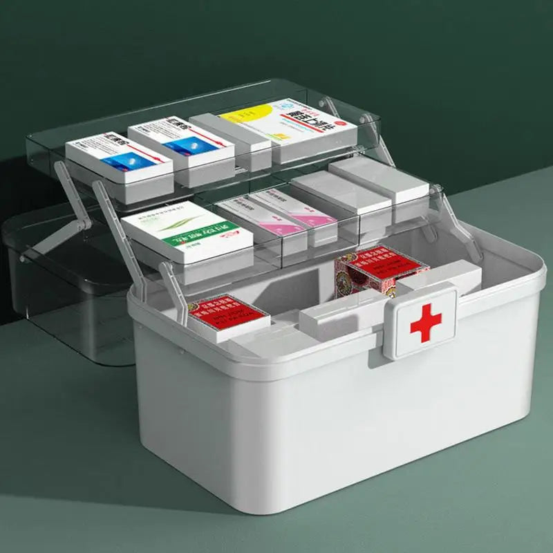 Portable Medicine Box 3 Layers Large Capacity Medicine Organizer Storage Box Family Emergency Medicine Box Medicine Container