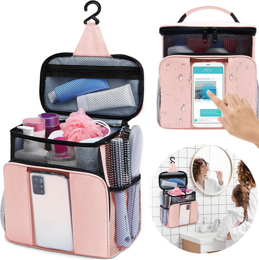 Mesh Shower Caddy,Portable Hangingtravel Toiletry Bag Dorm Room Essentials for College Students Girls,Large Makeup Organizer for Full-Sized Toiletries,Travel Essentials for Women Girls Camping Beach