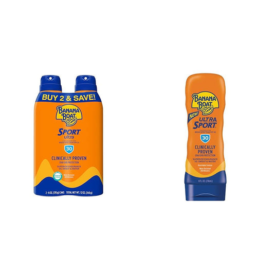 Sport Ultra SPF 30 Sunscreen Spray | SPF 30, Spray on Sunscreen & Sport Ultra SPF 30 Sunscreen Lotion, 8Oz | Oxybenzone Free Sunscreen