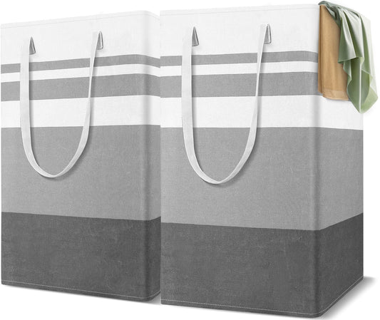 75L Large Freestanding Laundry Hamper - 2 Pack, Collapsible Waterproof Clothes Organizer with Handles for Convenient Storage