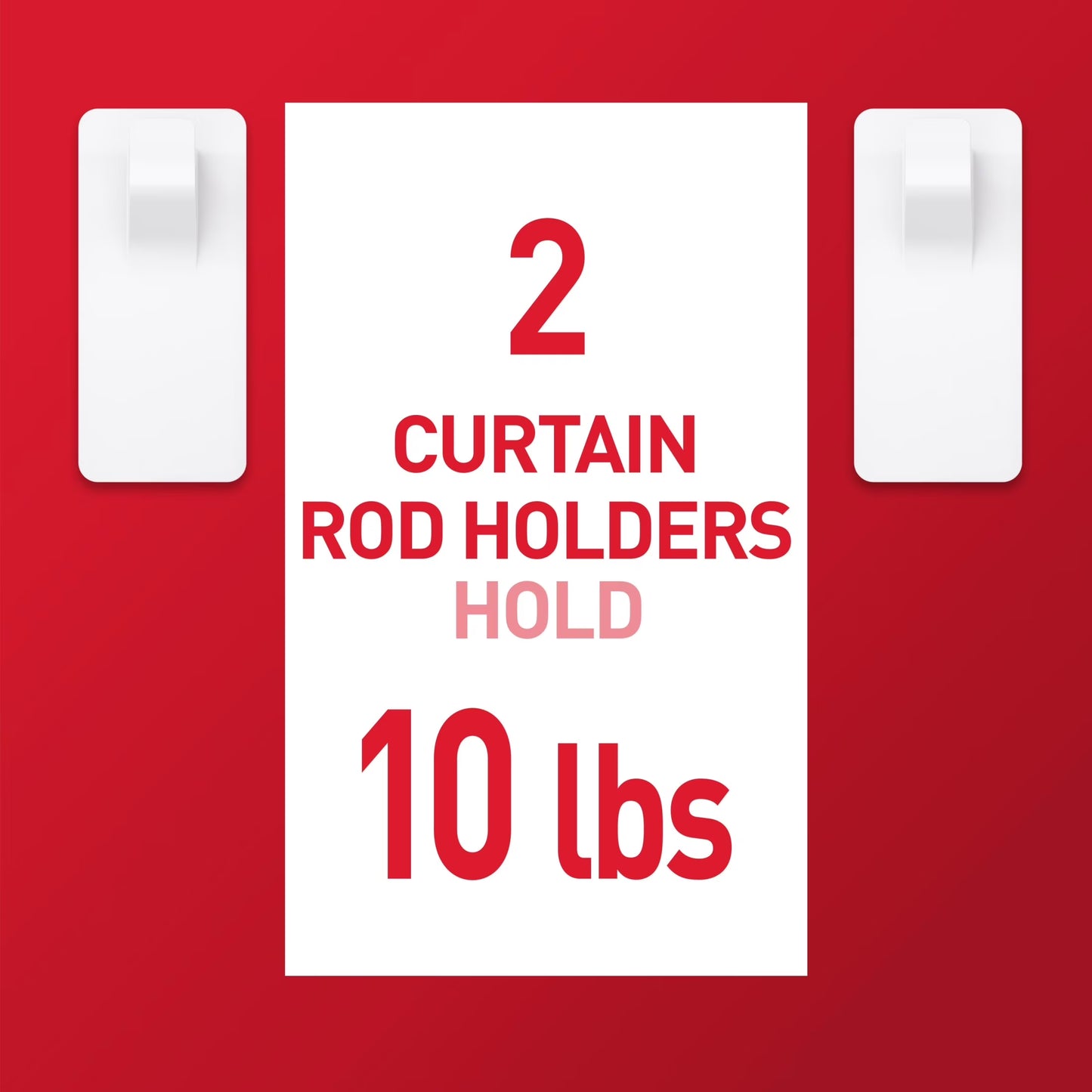 White Curtain Rod Hooks with Adhesive Strips - Set of 2 Hooks and 4 Strips