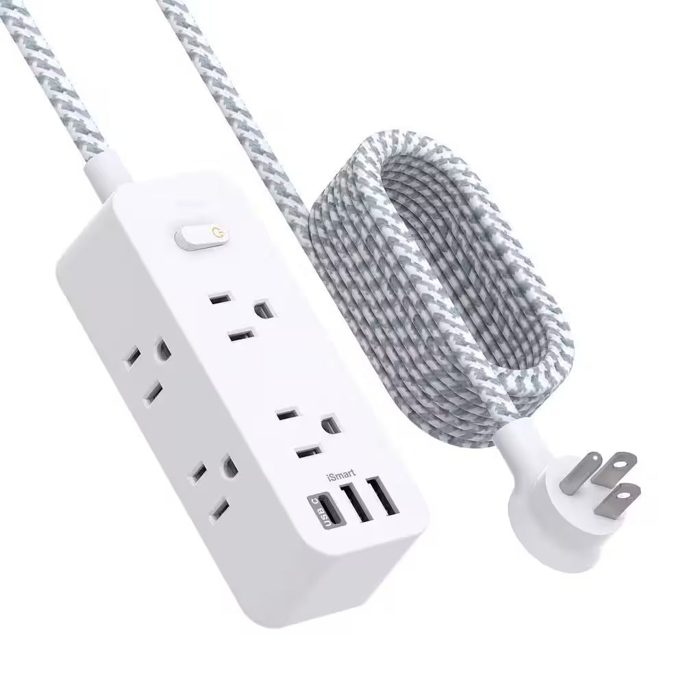 6-Outlet Surge Protector Power Strip with 3 USB Ports and 1 USB-C Outlet, 3-Sided Outlet Extender