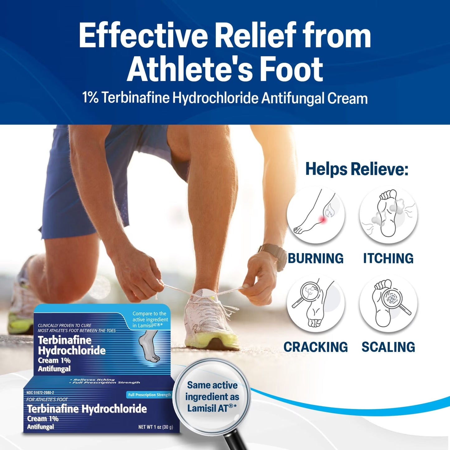 Terbinafine Hydrochloride 1% Athletes Foot Treatment, Antifungal Cream for Skin, Effective anti Fungal Cream for Athlete'S Foot Relief and Skin Health, 1 Oz Tube