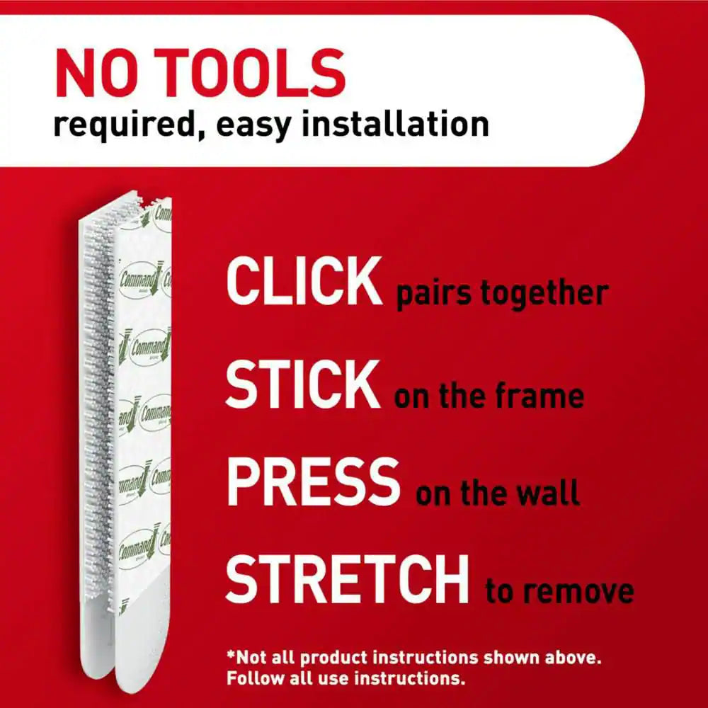 X-Large (20Lb) Picture Hanging Strips, White, 8 Pairs (16 Strips), Damage-Free Wall Hangers for Picture Frames