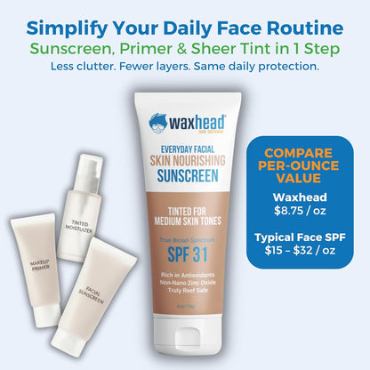 Waxhead Tinted Sunscreen for Face Sunscreen, Zinc Oxide Sunscreen, Sunblock, Zinc Sunscreen, Sun Block, Organic Sunscreen