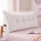 39 in Ruffle Wedge Headboard Pillow for Dorm Twin XL College Bed Reading Bolster Dorm Velvet Triangular Bed Backrest Wedge Pillow Cushion for College Reading Support(White)
