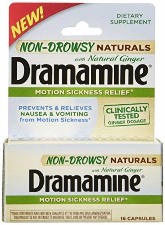 2 Pack  Non-Drowsy Naturals with Natural Ginger 18 Capsules Each