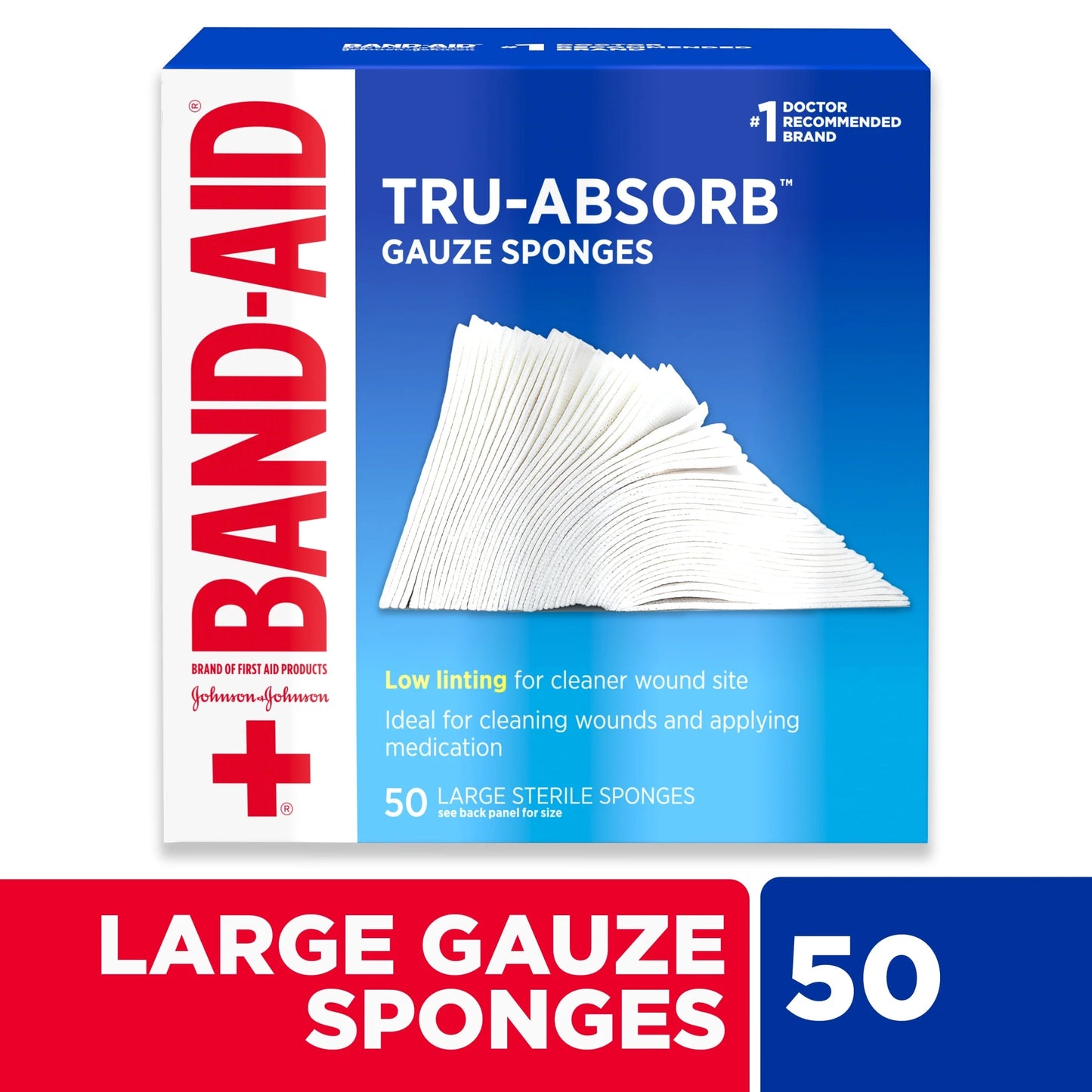 Brand First Aid Tru-Absorb Gauze Sponges, 4 in X 4 In, 50 Count