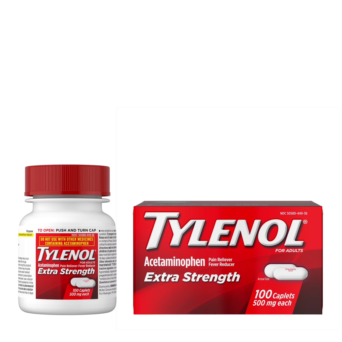 Extra Strength Caplets, Fast, Strong Pain Relief, Acetaminophen 500 Mg, 100 Count