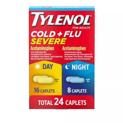 Tylenol Cold+Flu Severe Day/Night Caplets - Acetaminophen - 24Ct: 325Mg Strength