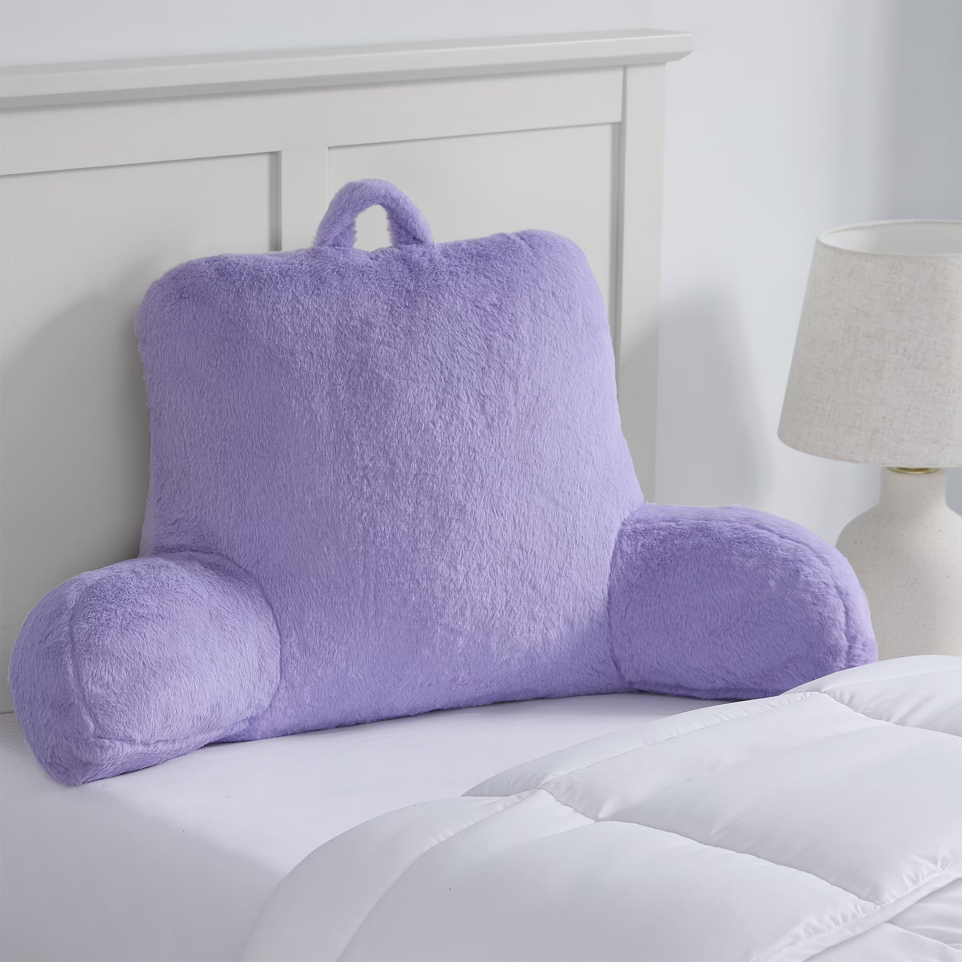 Lilac Faux Fur Plush Bedrest Pillow, Specialty Size
