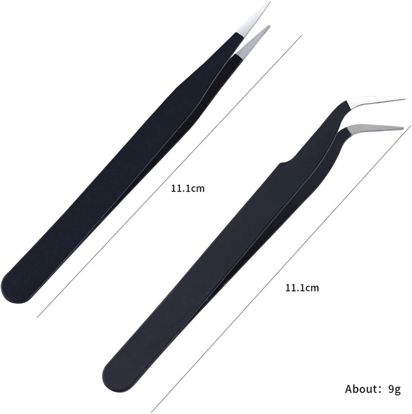 Tweezers 1Pc Lash Tweezers Set False Eyelash Extension Clip Pliers Eyebrow Tweezers for Hair Nail Art Soldering Lash Tongs Makeup Tools (Color : Black01) Tweezers (Color : Black01)