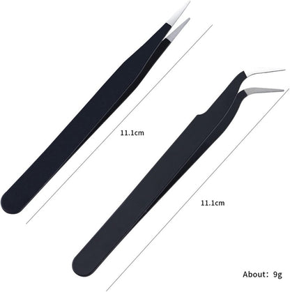 Tweezers 1Pc Lash Tweezers Set False Eyelash Extension Clip Pliers Eyebrow Tweezers for Hair Nail Art Soldering Lash Tongs Makeup Tools (Color : Black01) Tweezers (Color : Black01)