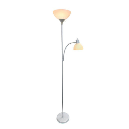 71.5-Inch Silver Floor Lamp with Integrated Reading Light