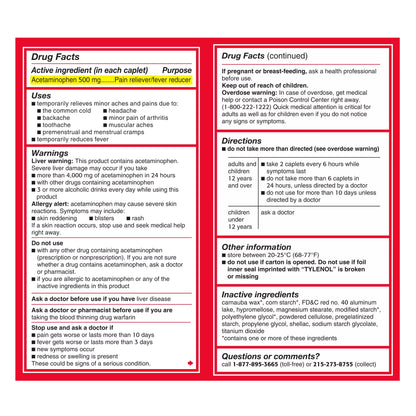 Extra Strength Caplets, Fast, Strong Pain Relief, Acetaminophen 500 Mg, 100 Count