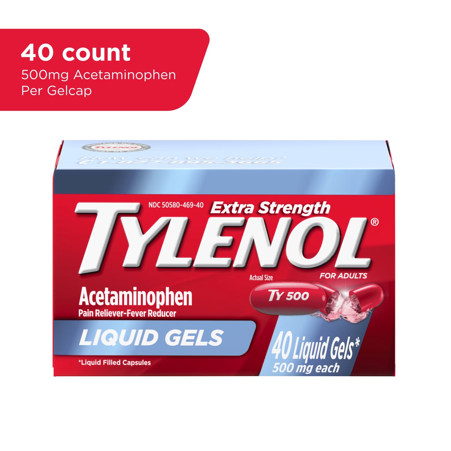 Extra Strength Acetaminophen Liquid Gels, Fast, Strong Relief, Gentle on Stomach, 40 Count