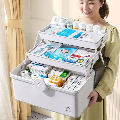Large Capacity Pill Organizer for Home Medicine Storage 3 Layer Classification Family Emergency Pharmacy Storage Container Box