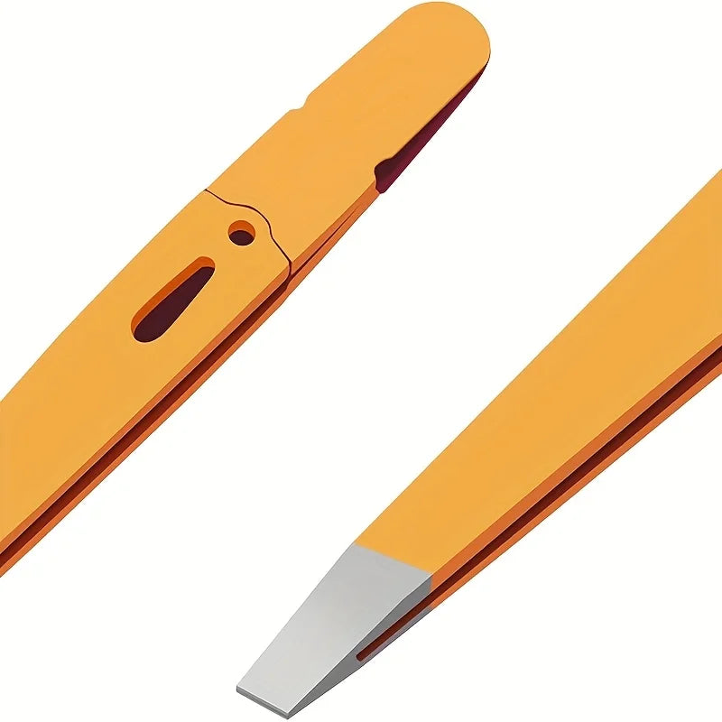 Stainless Steel Eyebrow Tweezers Hollow Colored Tweezers Multi-Purpose Slanted Mouth Tweezers Beard Removal Eyebrow Clip