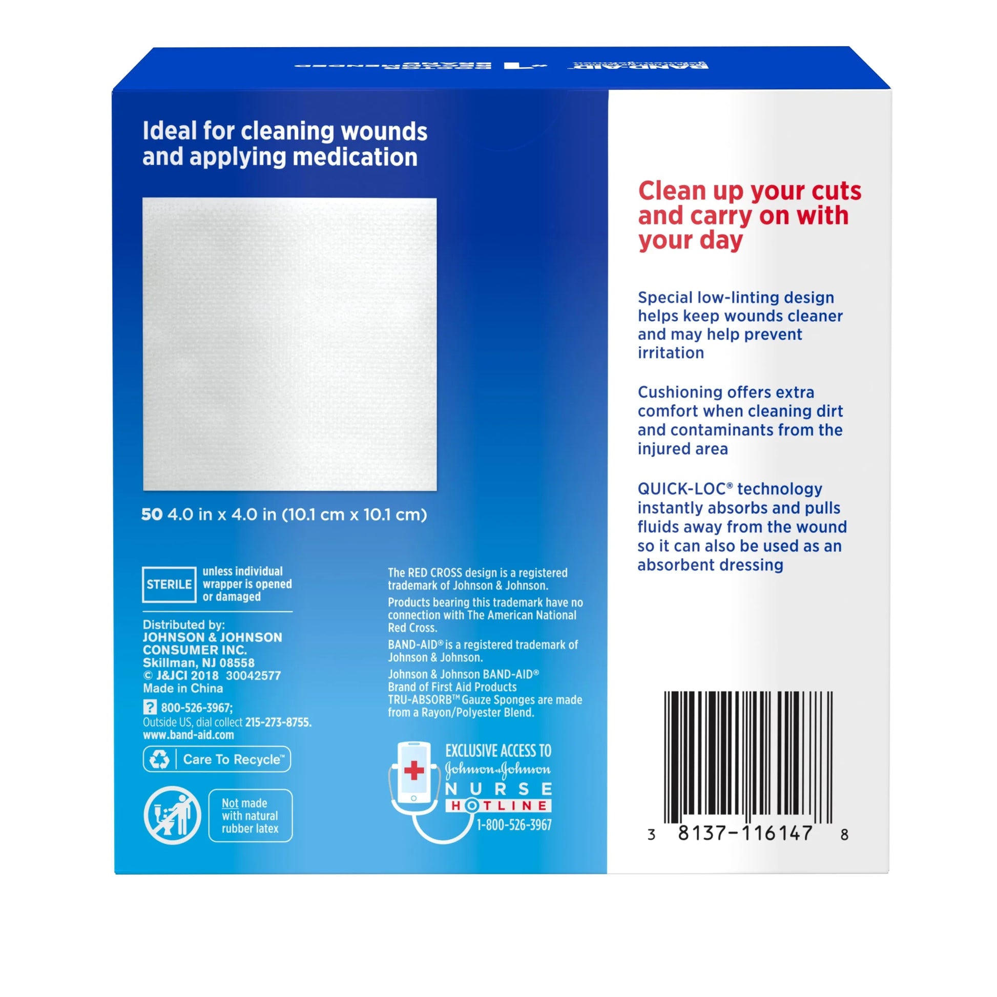 Brand First Aid Tru-Absorb Gauze Sponges, 4 in X 4 In, 50 Count