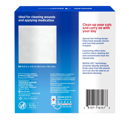 Brand First Aid Tru-Absorb Gauze Sponges, 4 in X 4 In, 50 Count