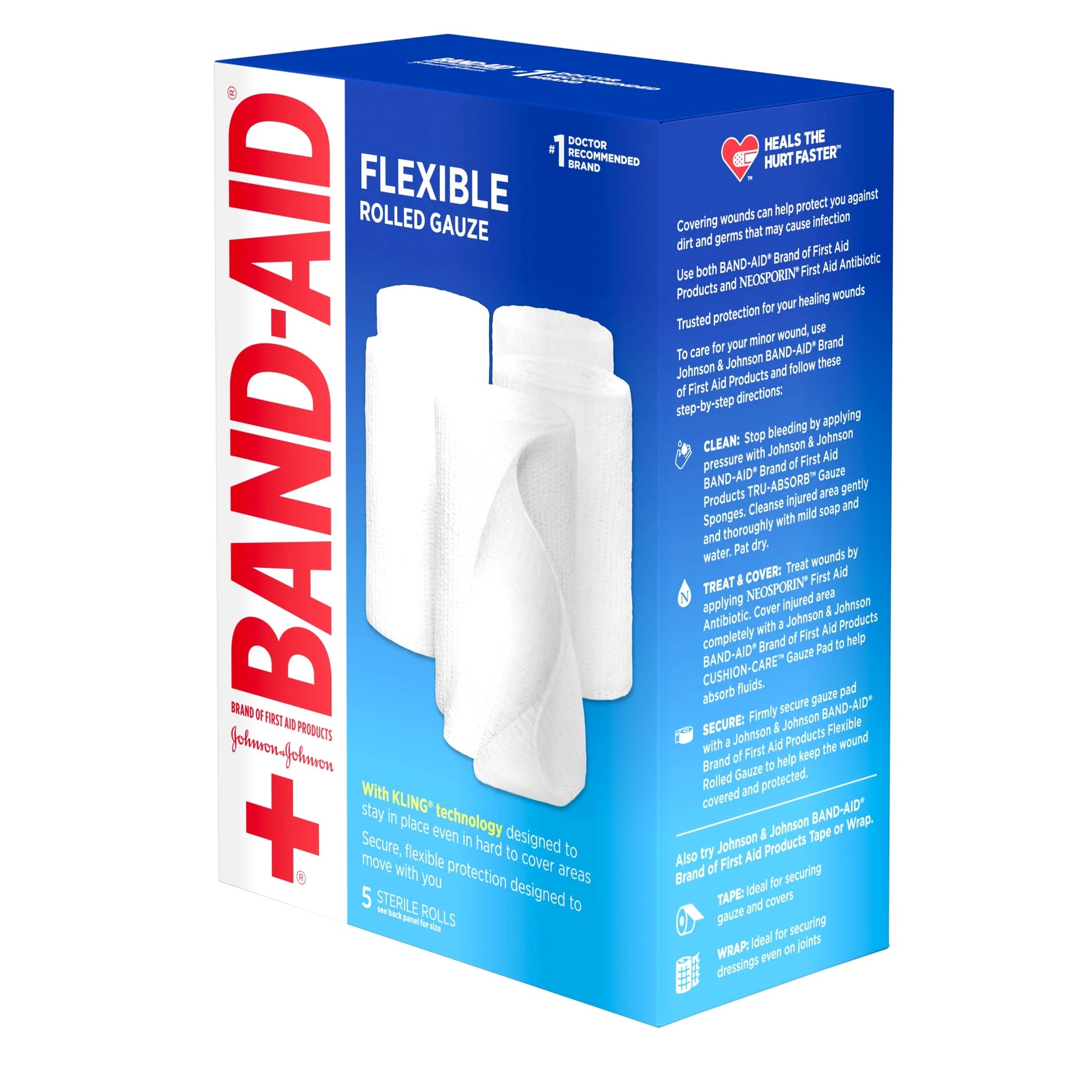 (2 Pack)  Brand Flexible Rolled Medical Gauze, 4 in X 2.1 Yd, 5 Count