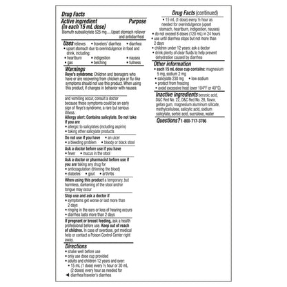 Bismol ULTRA Liquid, Fast 5-Symptom Stomach Relief, Upset Stomach Relief, 8 Oz
